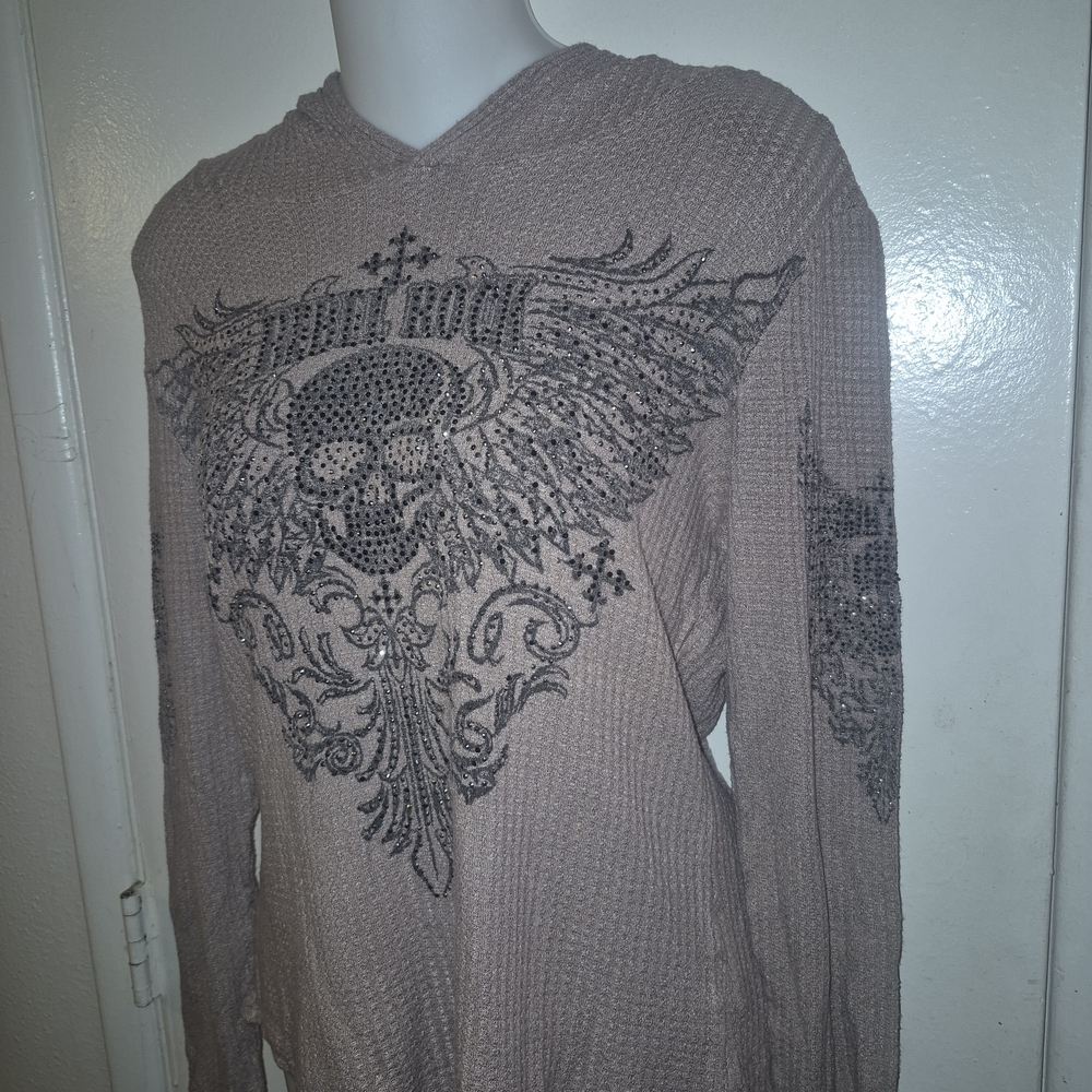 Vocal Tan and Black Embellished Hoodie Top - Picture 2 of 4